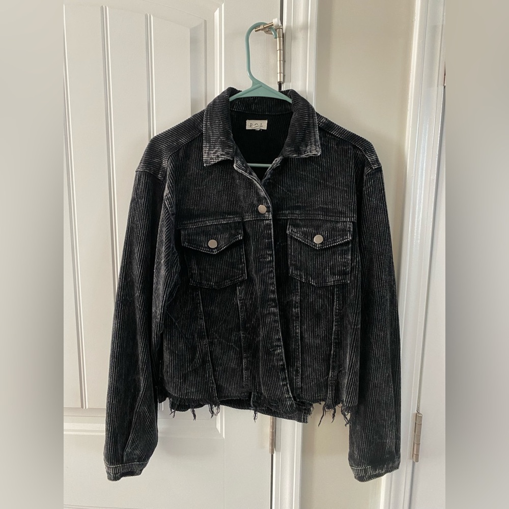 Distressed Cotton Corduroy Shacket